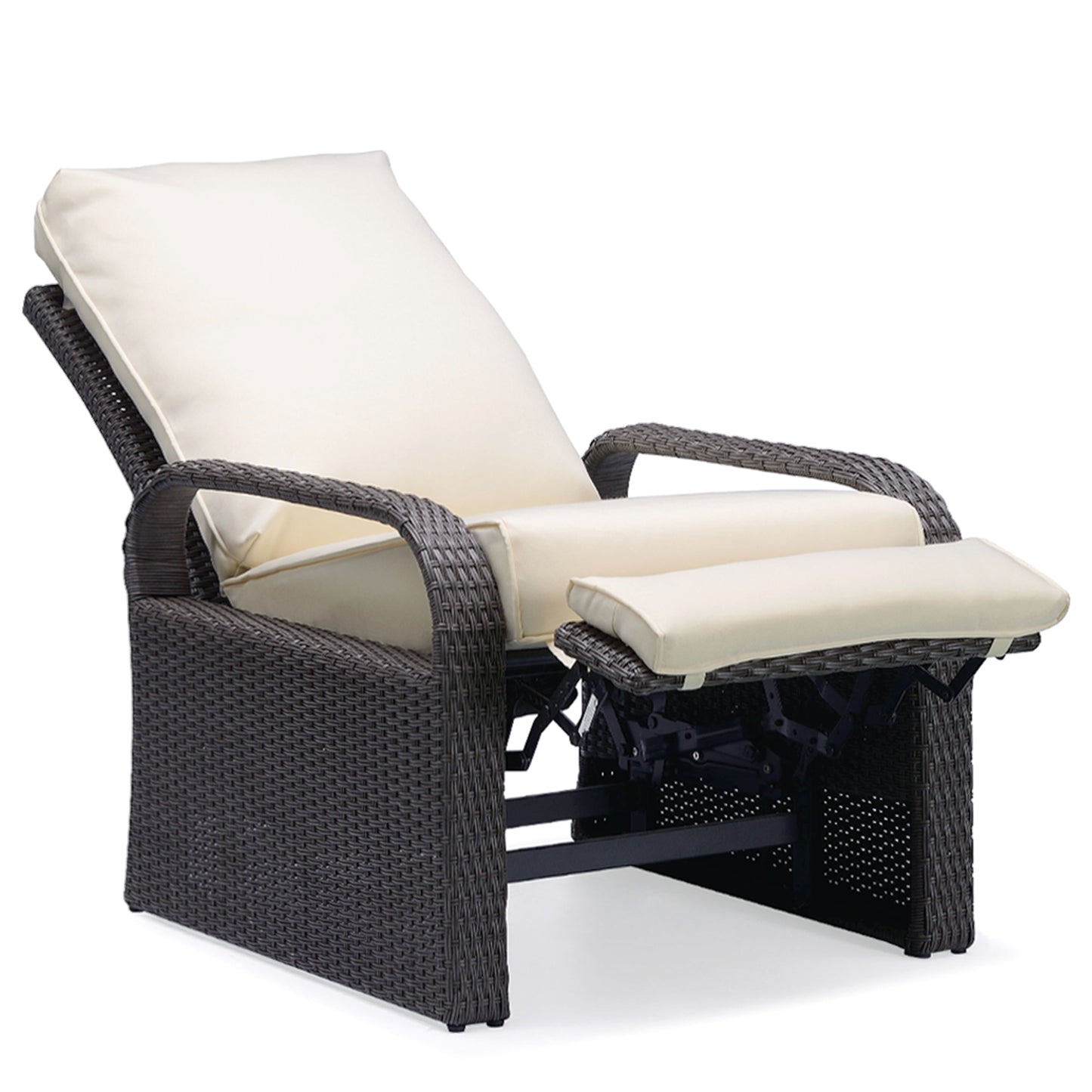 Parson Outdoor Adjustable Wicker Lounge Recliner Chair - Gray Wicker + Beige Cushion