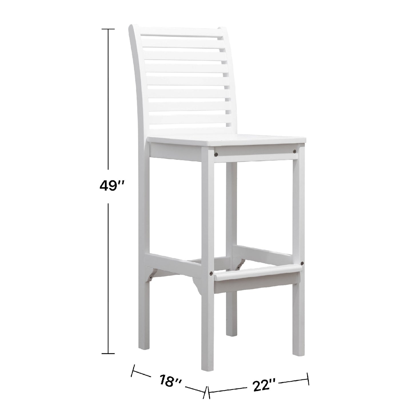 Emilio English Wood Bar Chair - White