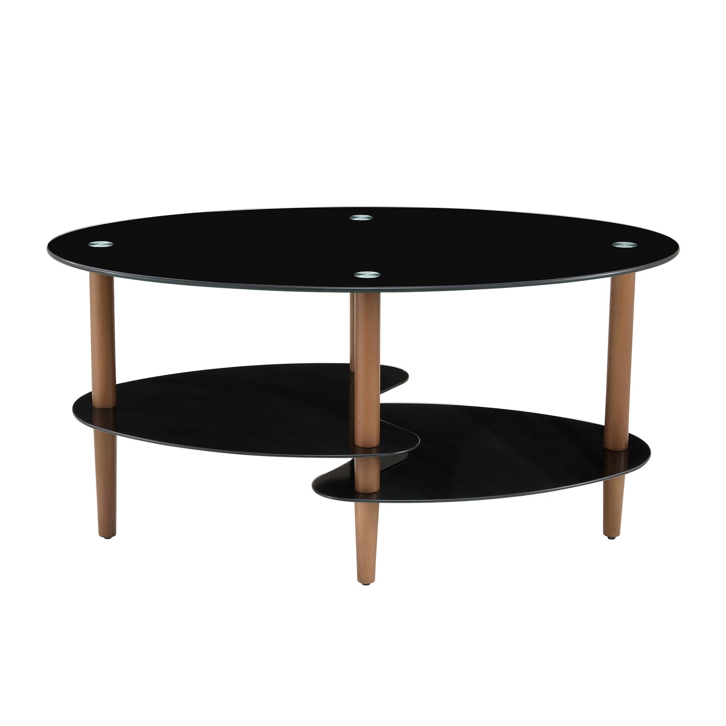 Oval glass coffee table - Black