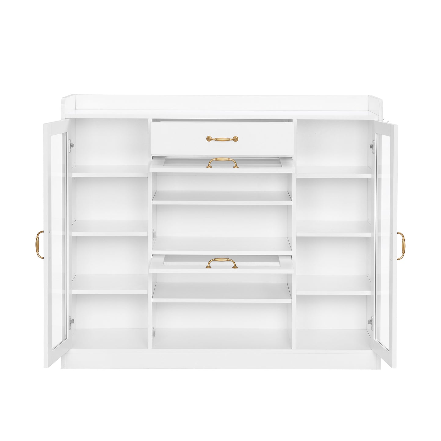 Karo Side Cabinet with 4 Glass Doors - White