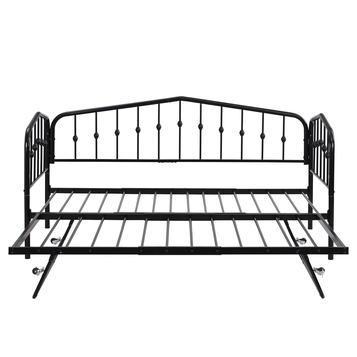 Zee Twin Size Metal Daybed with Twin Size Adjustable Trundle - Black