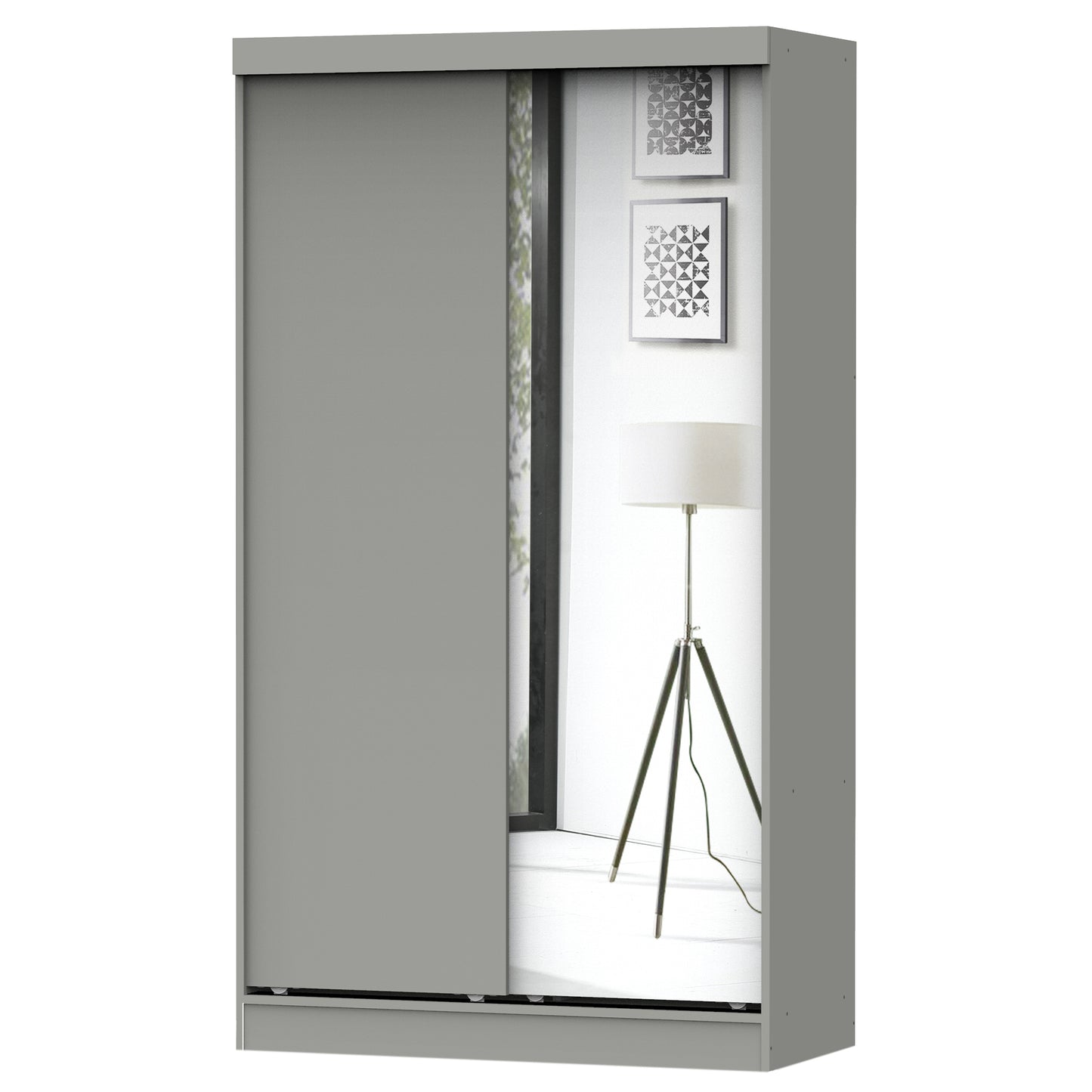 Go Green Woods Mirror Wood Double Sliding Door Wardrobe