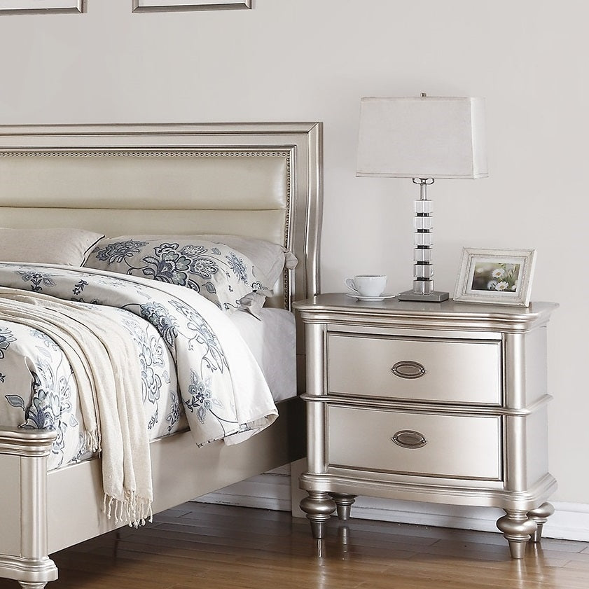 Prat Elegant Nightstand - Silver+Grey