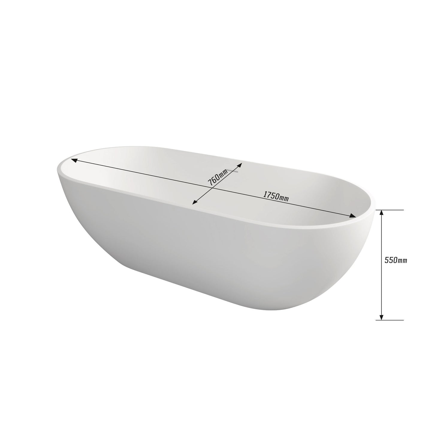 Gina 69" Solid Surface Freestanding Soaking Bathtub - Matte White