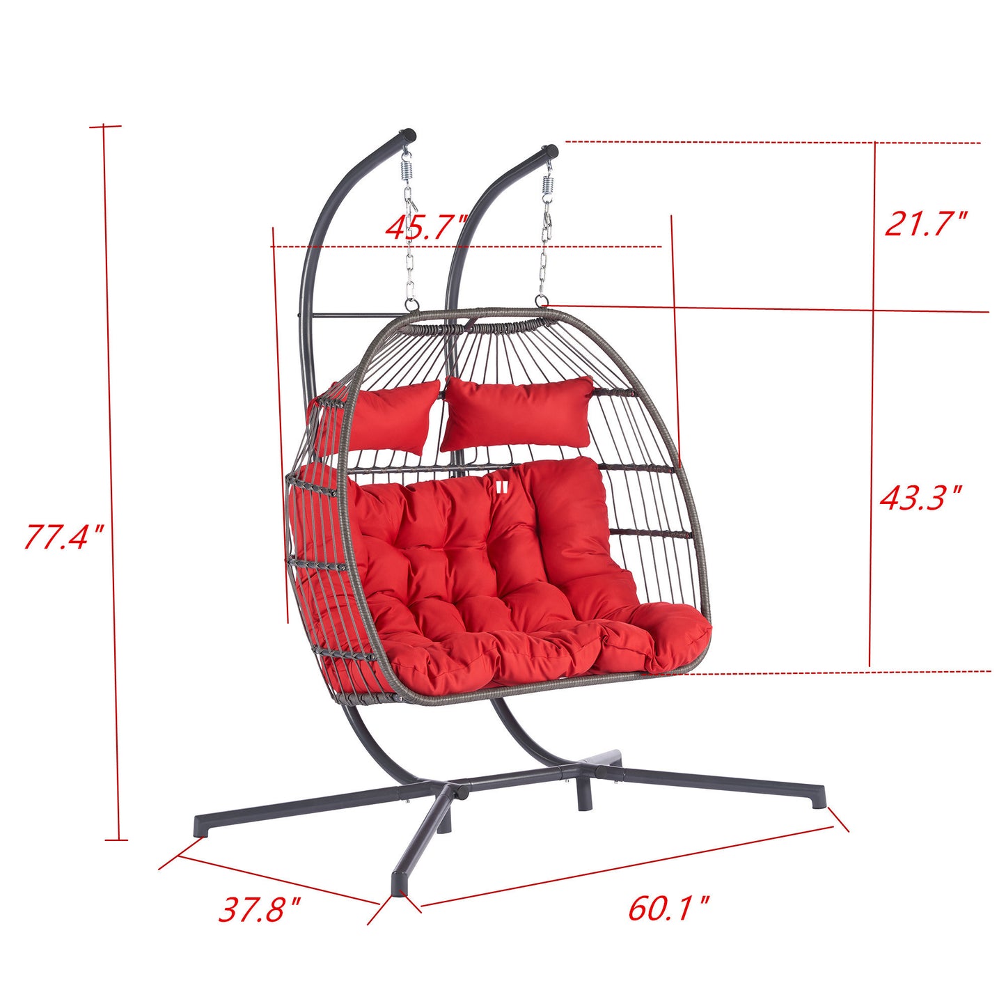 Thornton For 2 People Outdoor Rattan Hanging Chair - Red