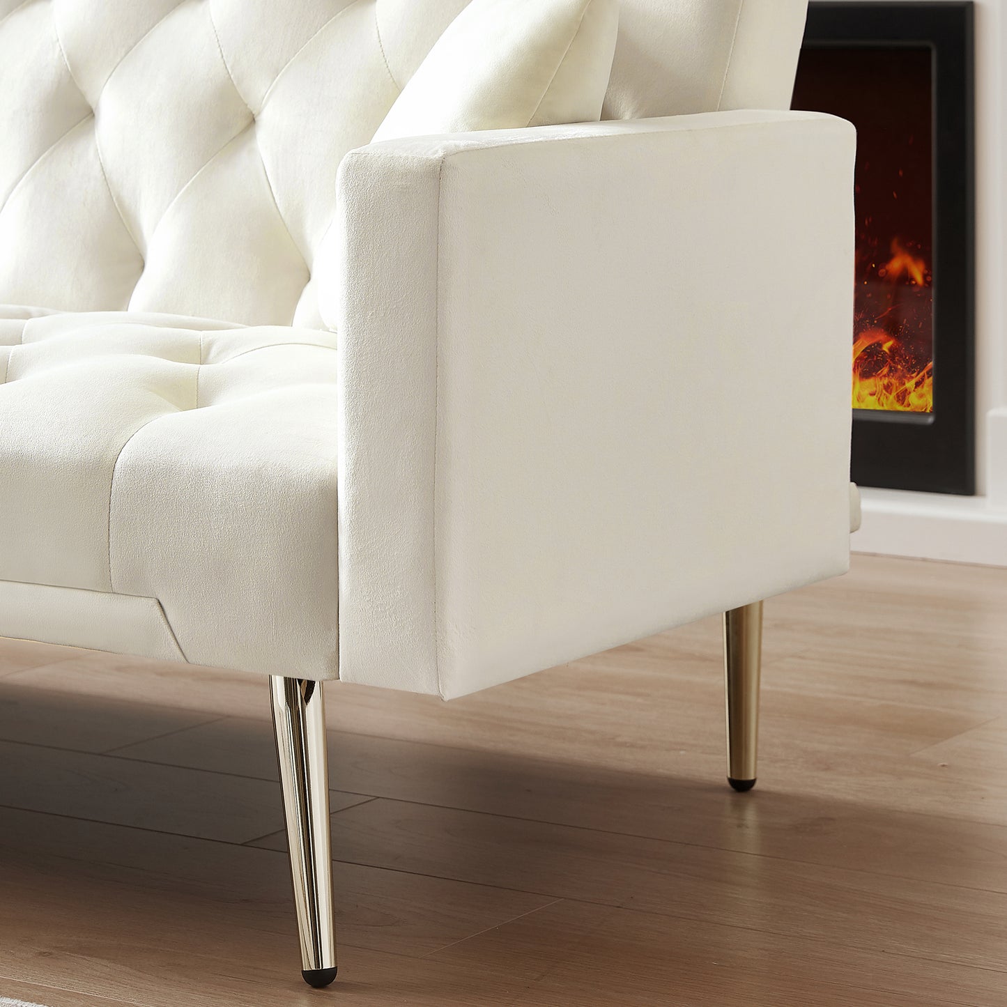 Coney Convertible Folding Futon Sofa Bed - Cream White