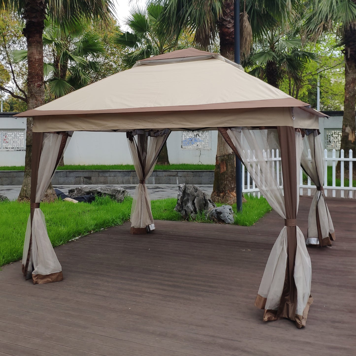 Nita 11 x 11 ft Outdoor Gazebo Canopy - Coffee