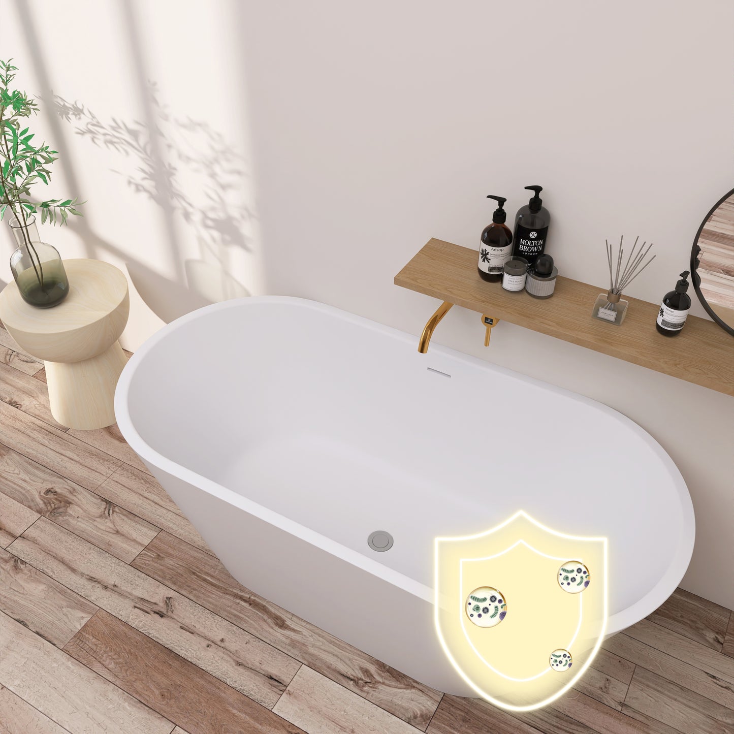 Elo 67" Acrylic Freestanding Soaking Bathtub - Gloss White