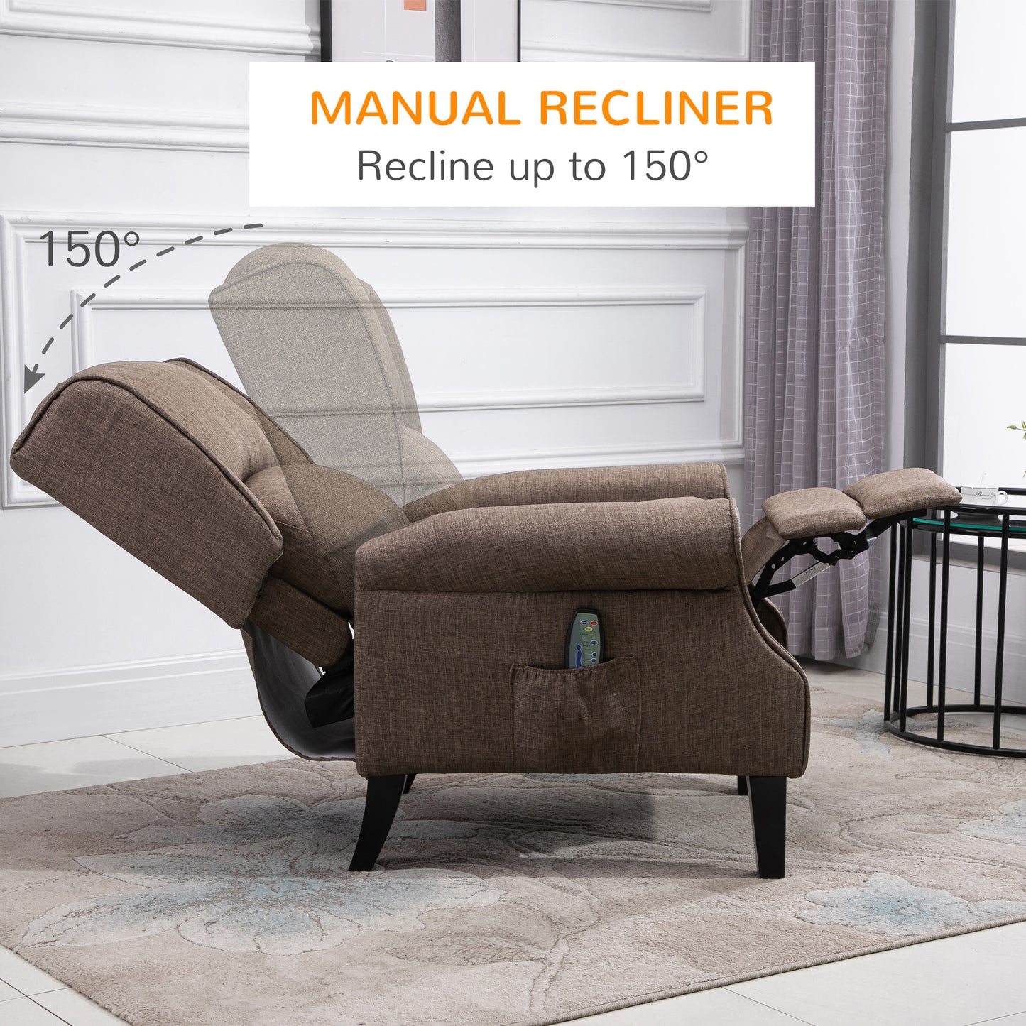 Alanna Massage Recliner Sofa with Heat - Brown