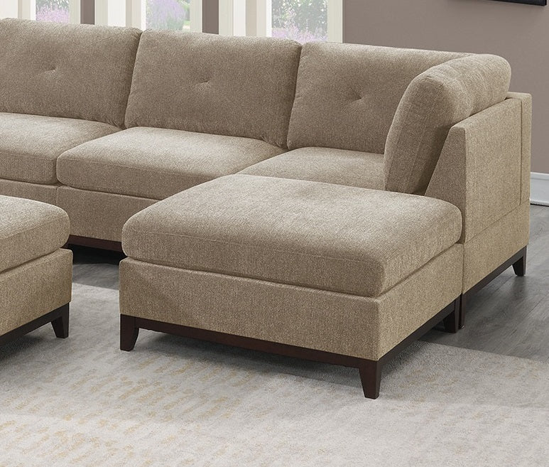 Khal Camel Chenille Fabric Modular Sectional 9pc Set 3x Corner Wedge 4x Armless Chairs and 2x Ottomans