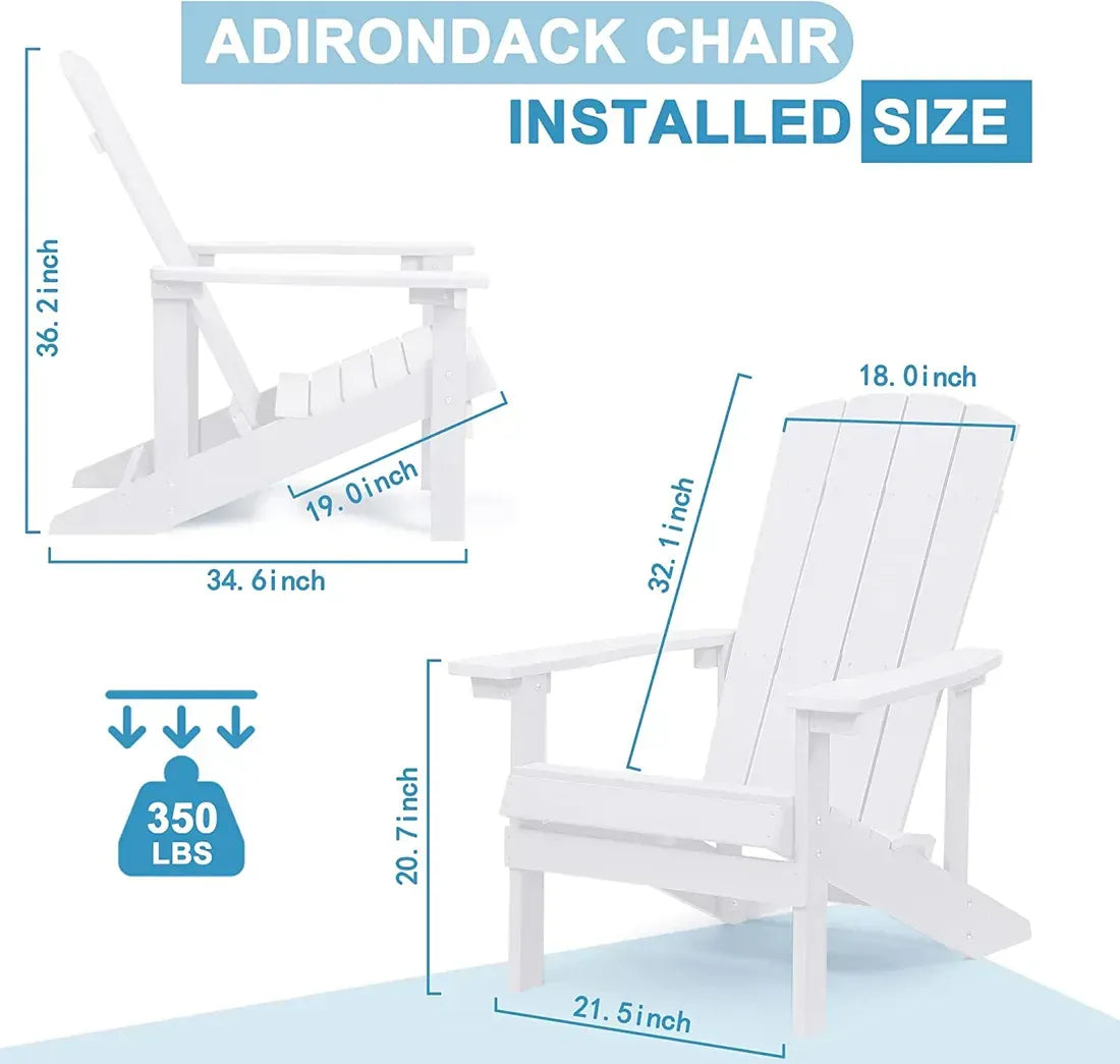 Aleta Patio Hips Plastic Adirondack Chair Lounger (2-Pack) - White