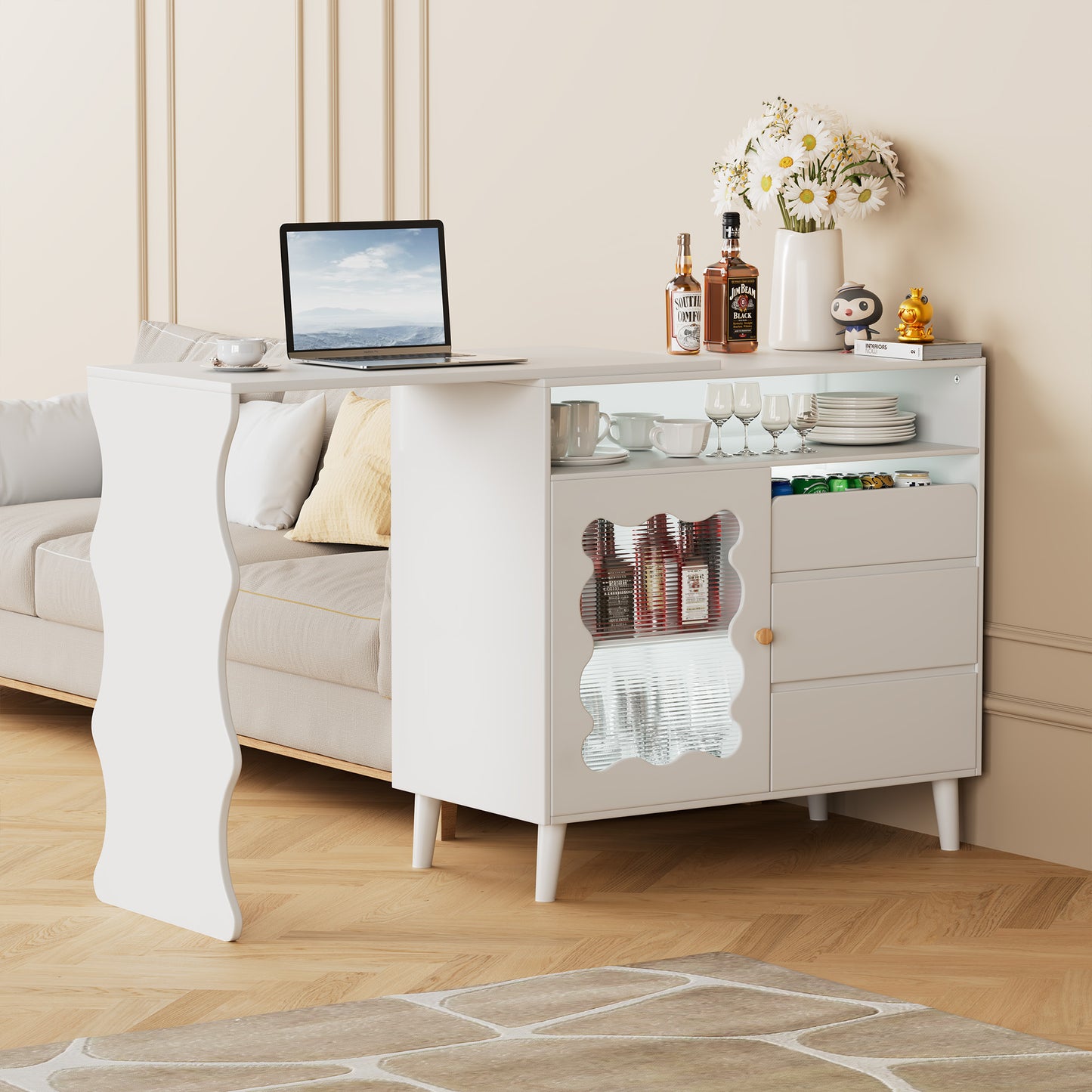 Pippa L-Shaped Modern Farmhouse Sideboard Buffet