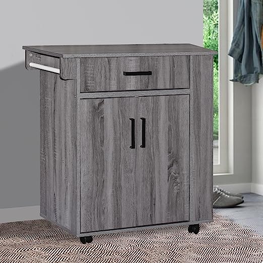 Go Green Woods Shelby Rolling Kitchen Cart with Storage Cabinet