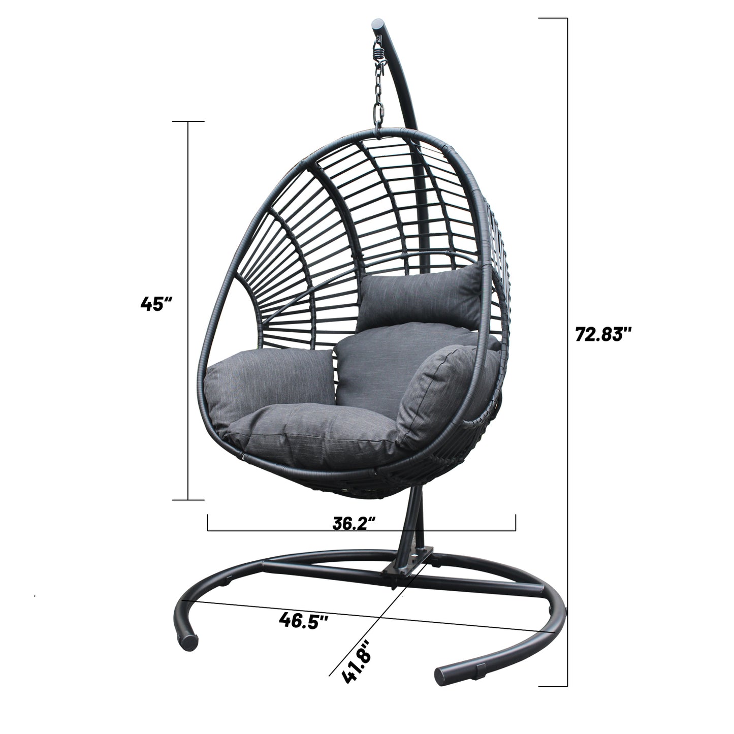 Beebe Wicker Swing Chair With Stand - Black