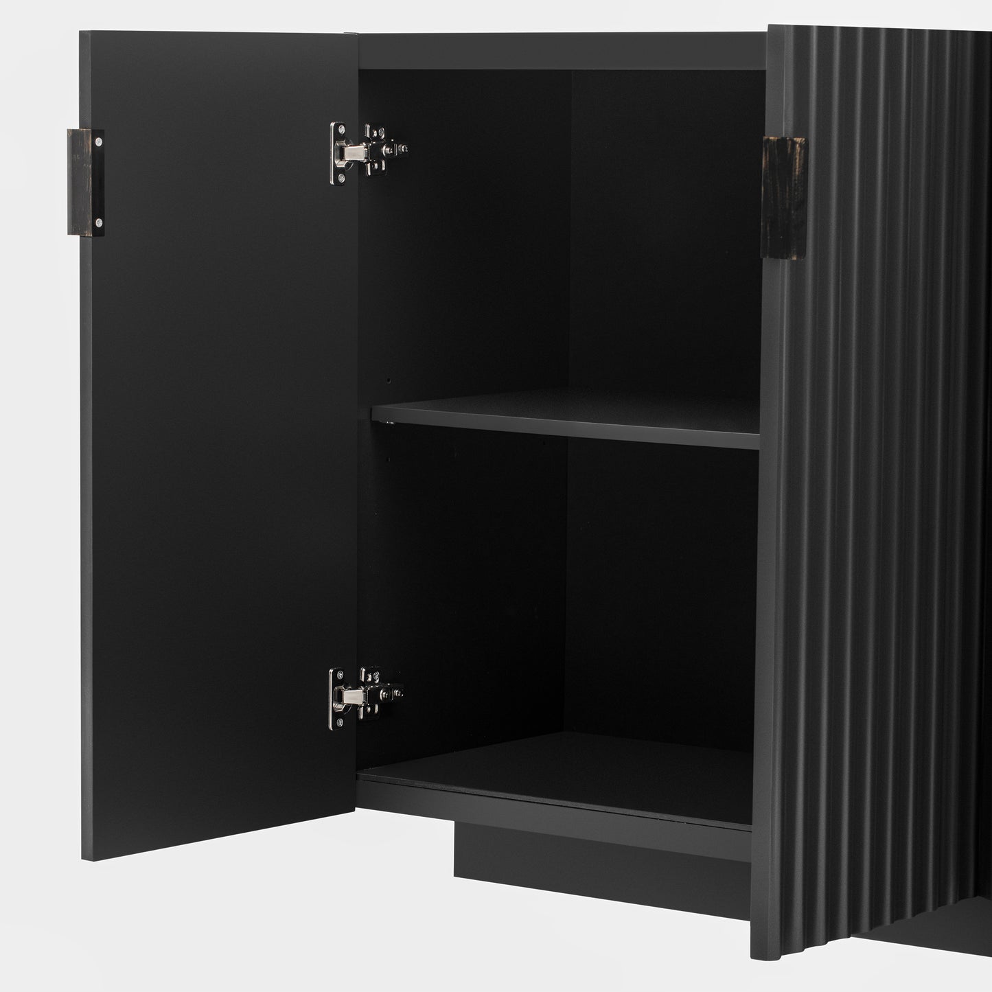 Lyons 4 Wavy Doors Ample Storage Space Sideboar - Black
