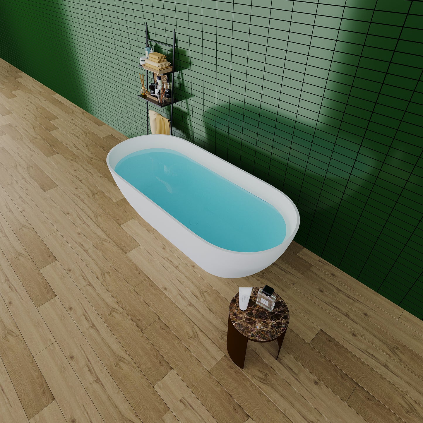 Era 69" Solid Surface Freestanding Bathtub - White