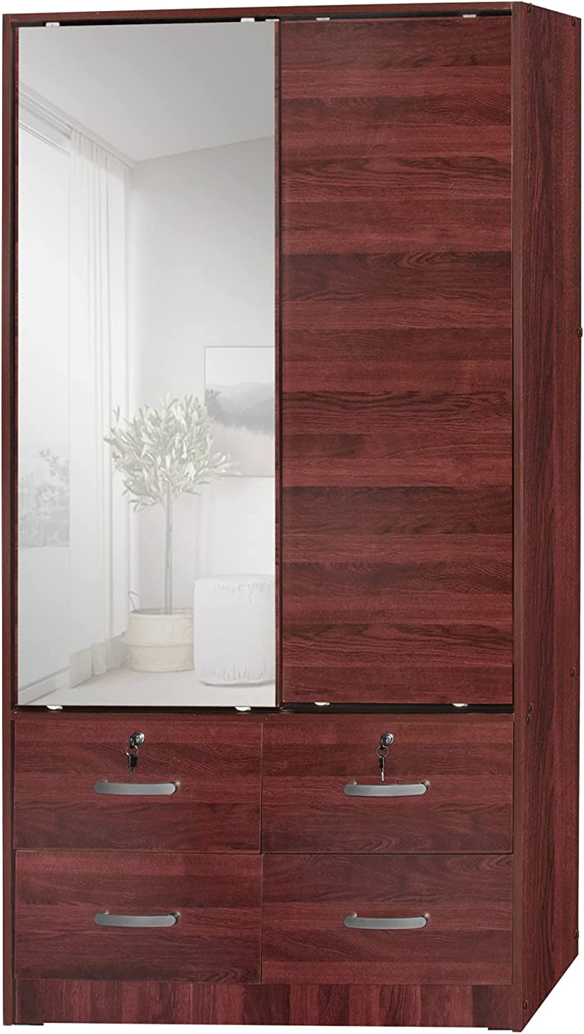 Go Green Woods Sarah Double Sliding Door Armoire with Mirror