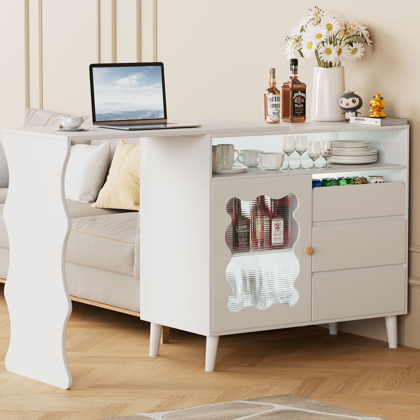 Pippa L-Shaped Modern Farmhouse Sideboard Buffet