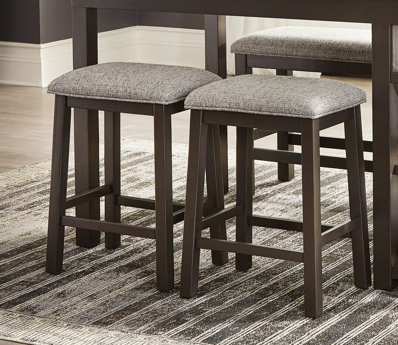 Fabric Padded Seat Counter Height Stool - Gray Set of 2