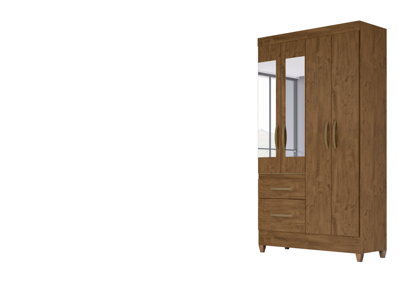 Wardrobe Madri - Brown + Mirror