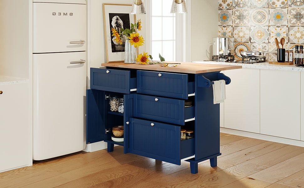 TOPMAX Kitchen Island Set with 2 Seatings - Blue