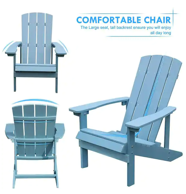 Aleta Patio Hips Plastic Adirondack Chair Lounger (2-Pack) - Lake Blue