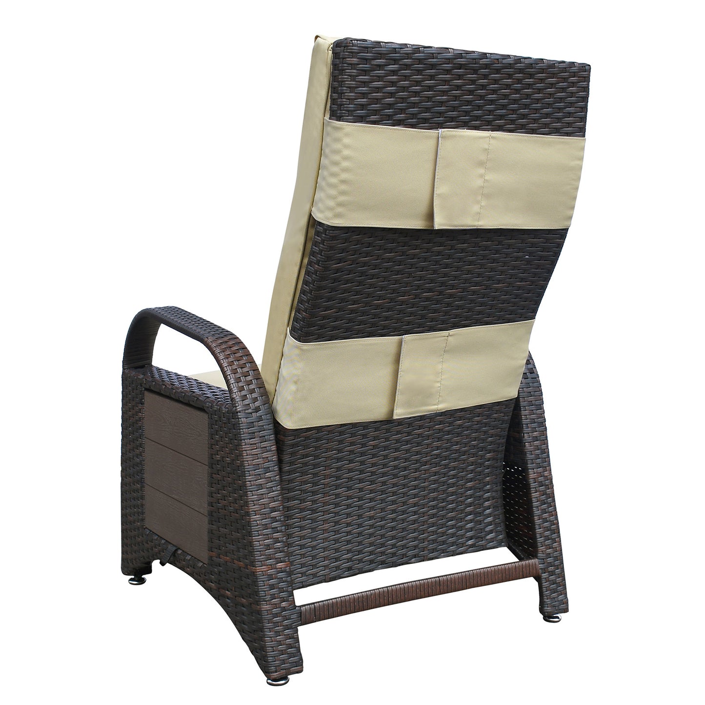 Russ Outdoor PE Wicker Adjustable Reclining Lounge Chair - Khaki