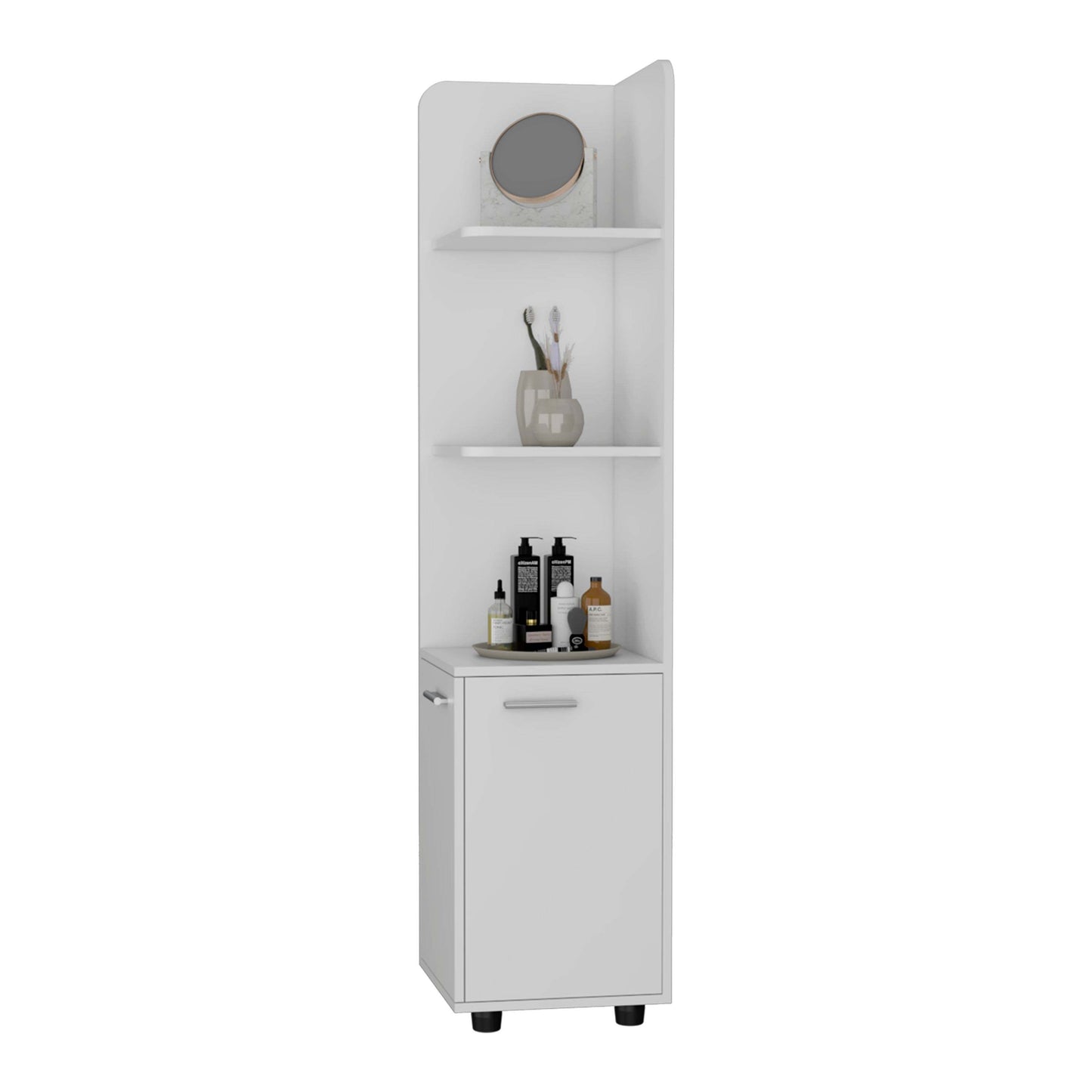 Klay 2-Door 4-Shelf Tall Storage Cabinet - White