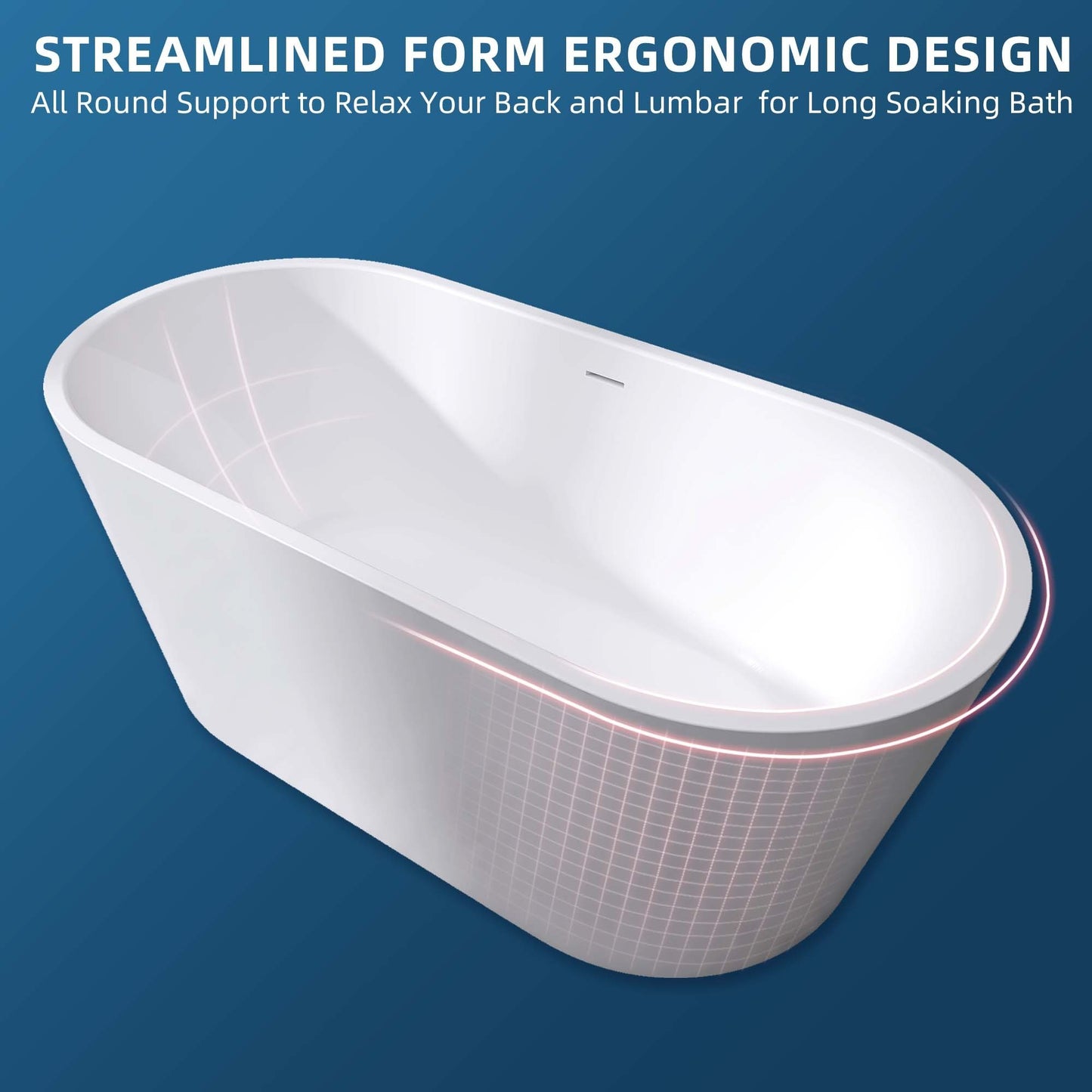 Elo 67" Acrylic Freestanding Soaking Bathtub - Gloss White
