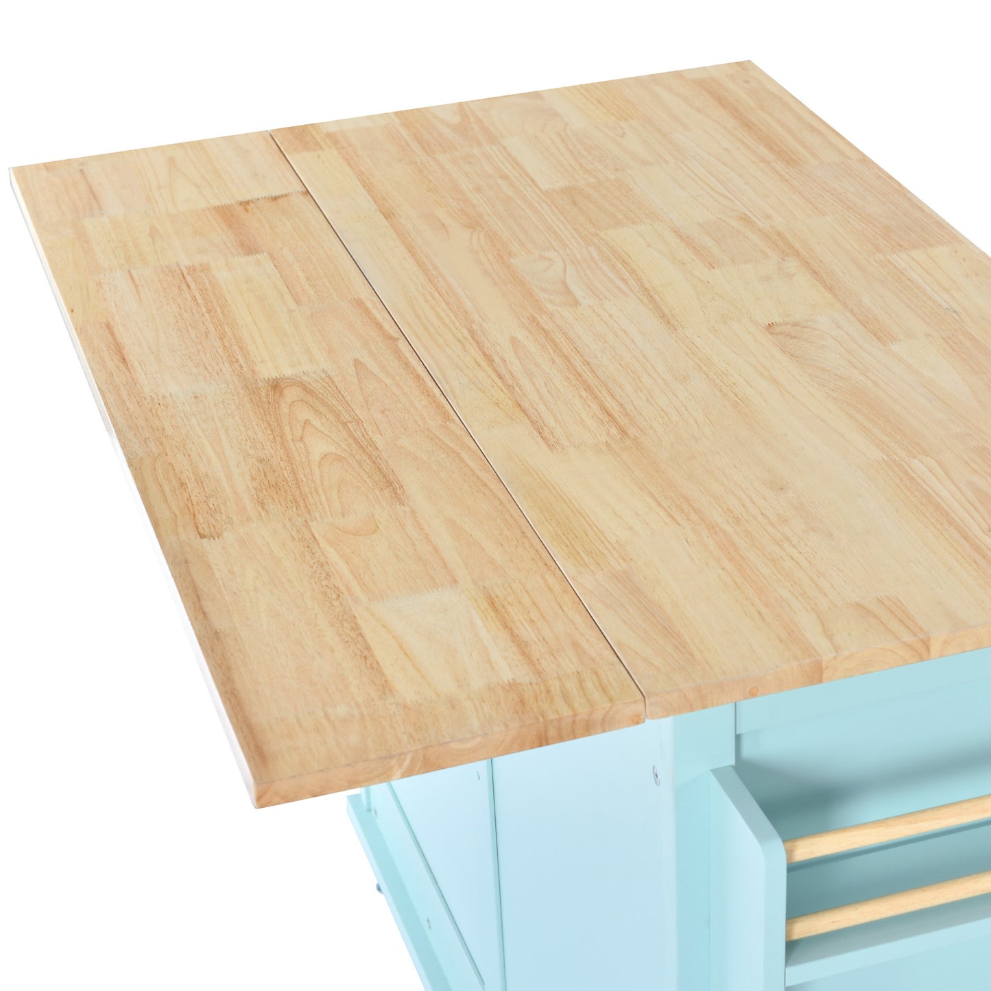 Culinary Kitchen Cart with Countertop With Barn Door - Mint Green