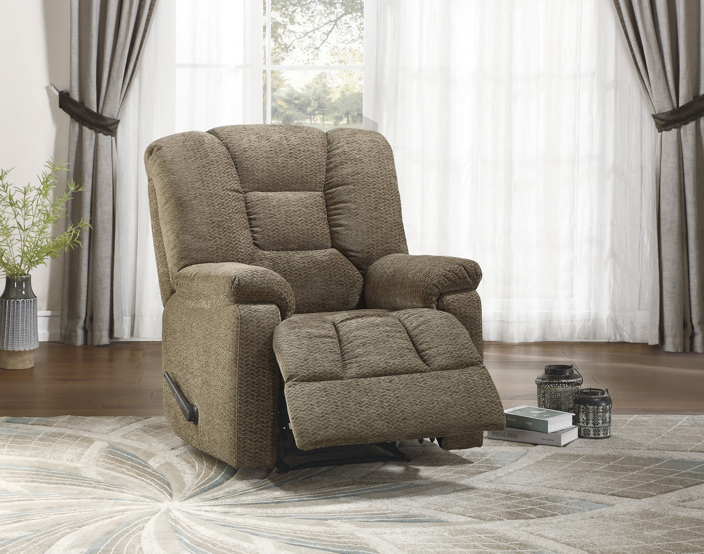 Weston Chenille Fabric Reclining Chair - Brown