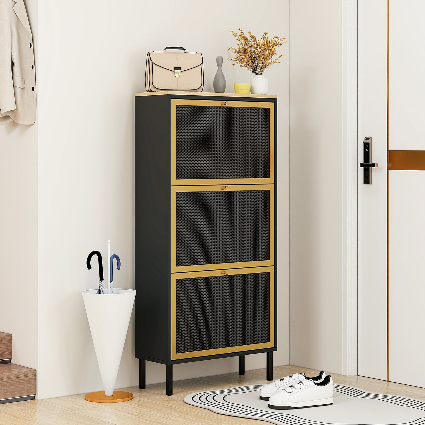 Razo Metal Door Shoe Rack - Black