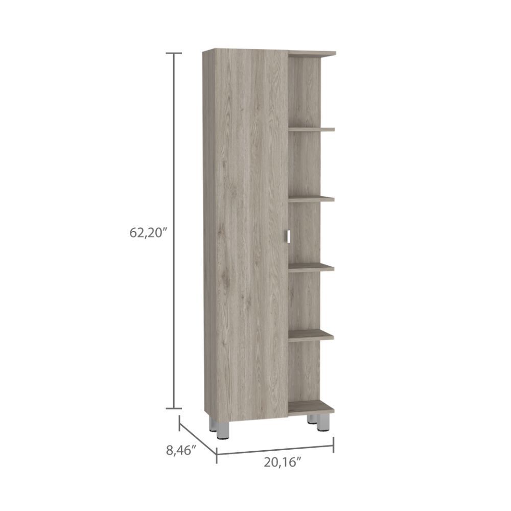 Portland 5-Shelf Linen Cabinet - Light Grey