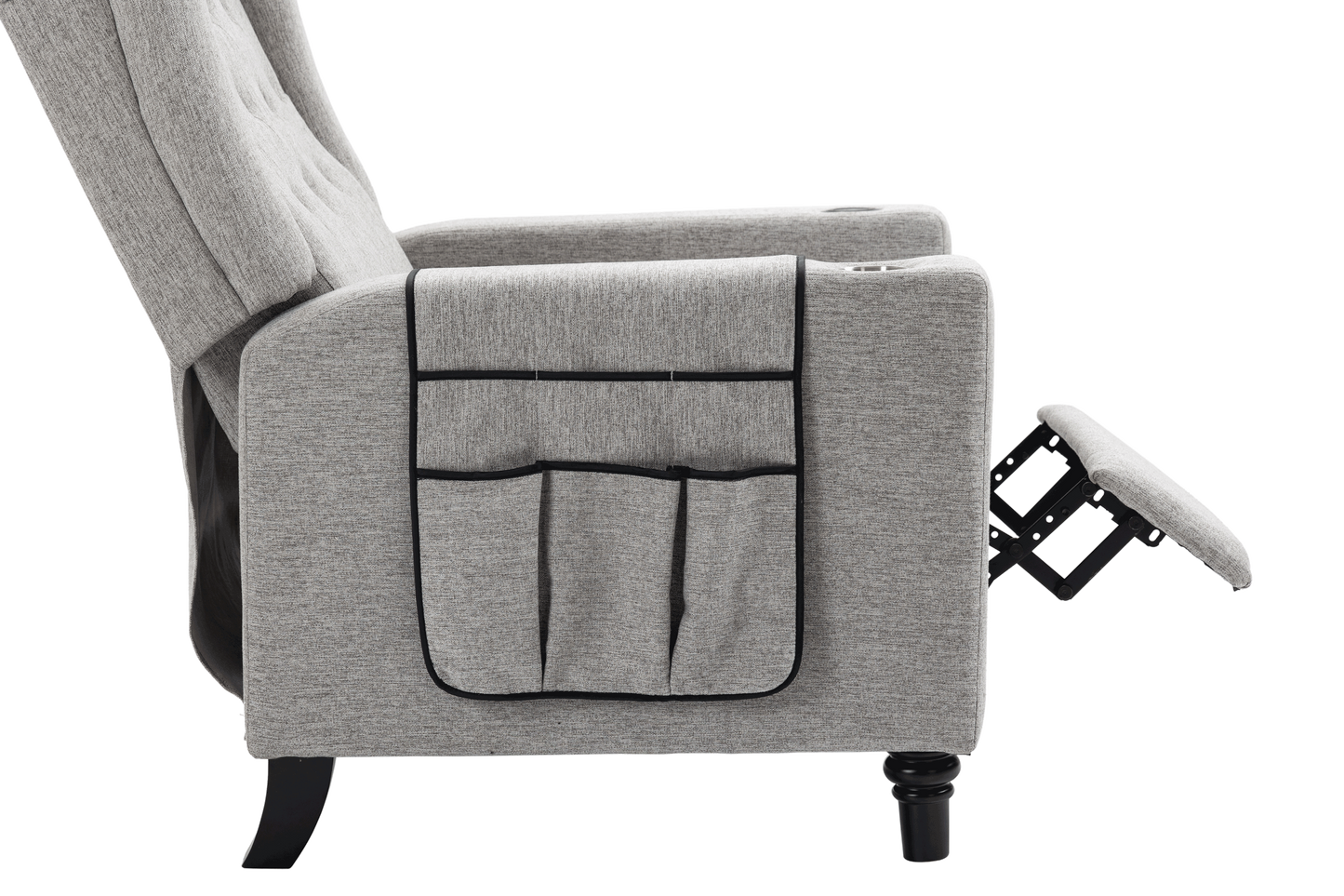 Cole Arm Pushing Fabric Recliner - Light Gray