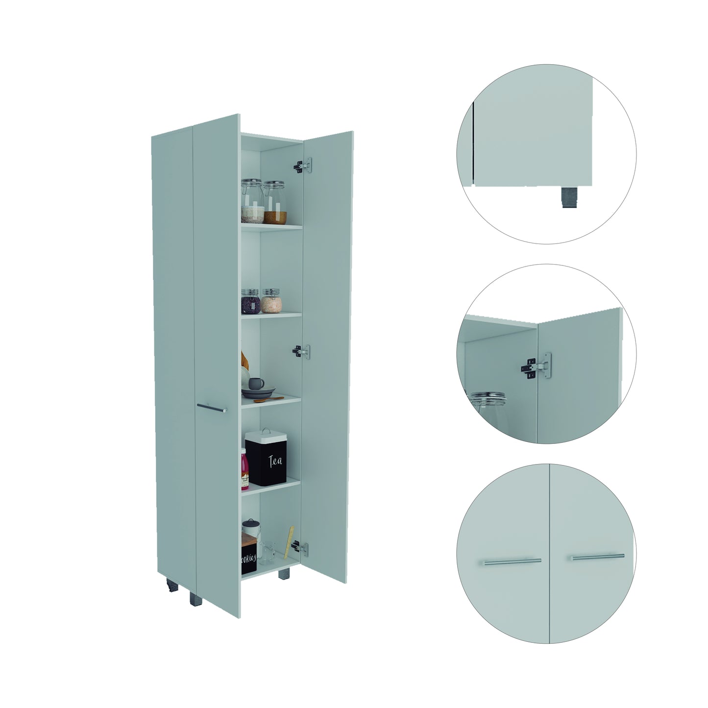 Nalani Rectangle Pantry Cabinet - White