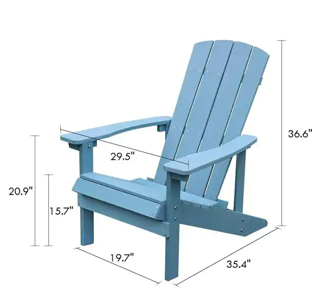 Aleta Patio Hips Plastic Adirondack Chair Lounger (2-Pack) - Lake Blue