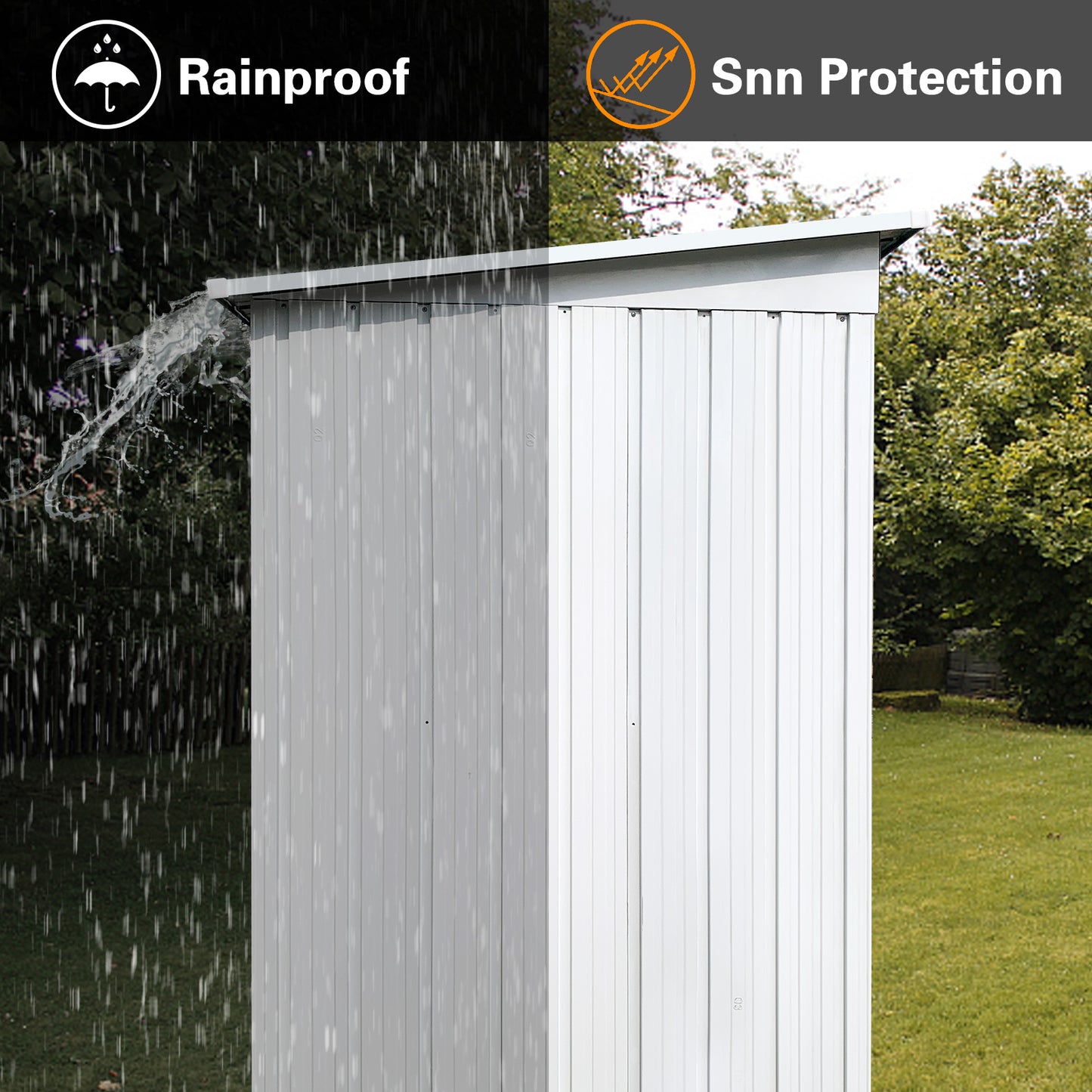 Morton 5 X 4 ft Metal Garden Sheds Outdoor Storage - White+Black