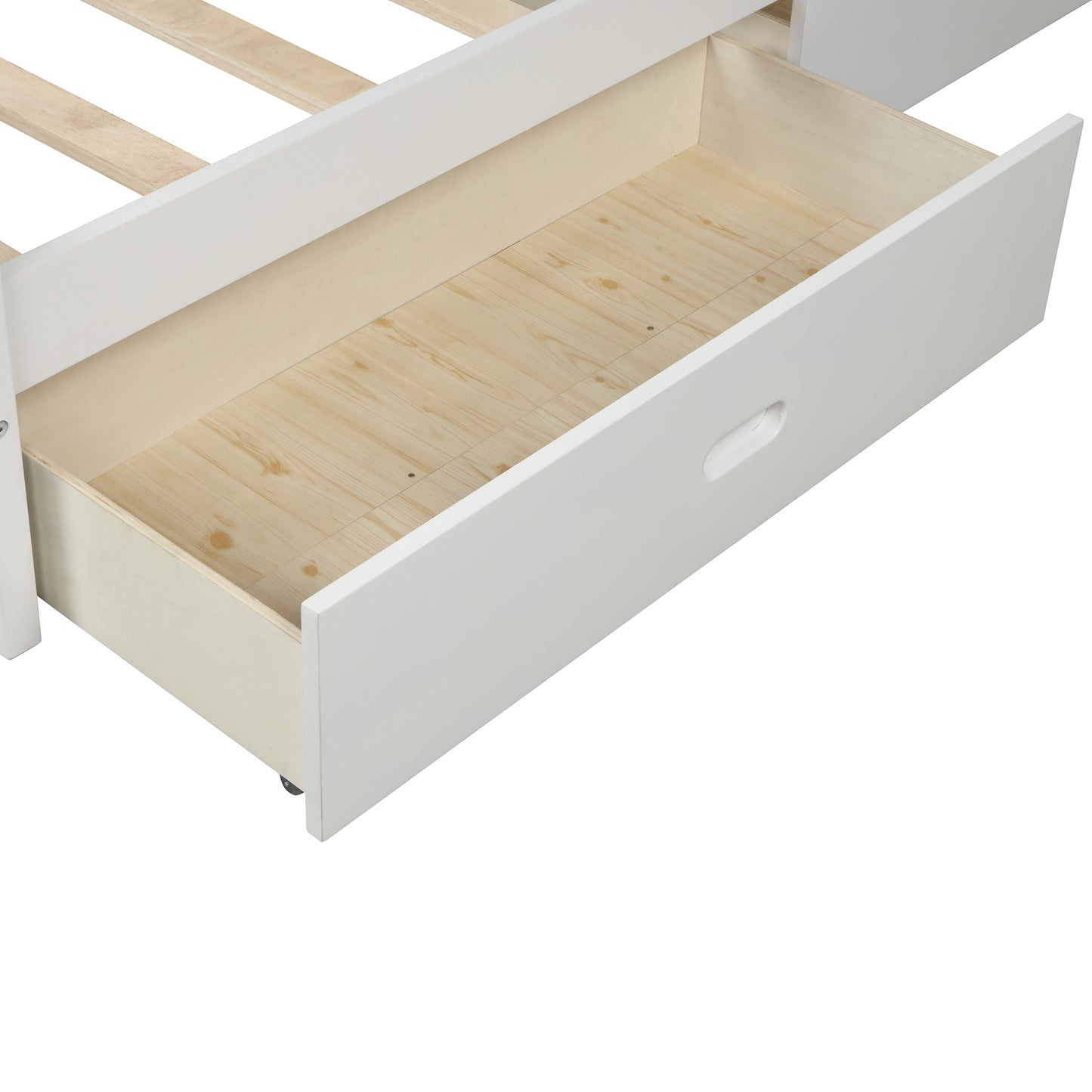 Cyril Twin Size Wood Platform Bed with Dual Drawers - White