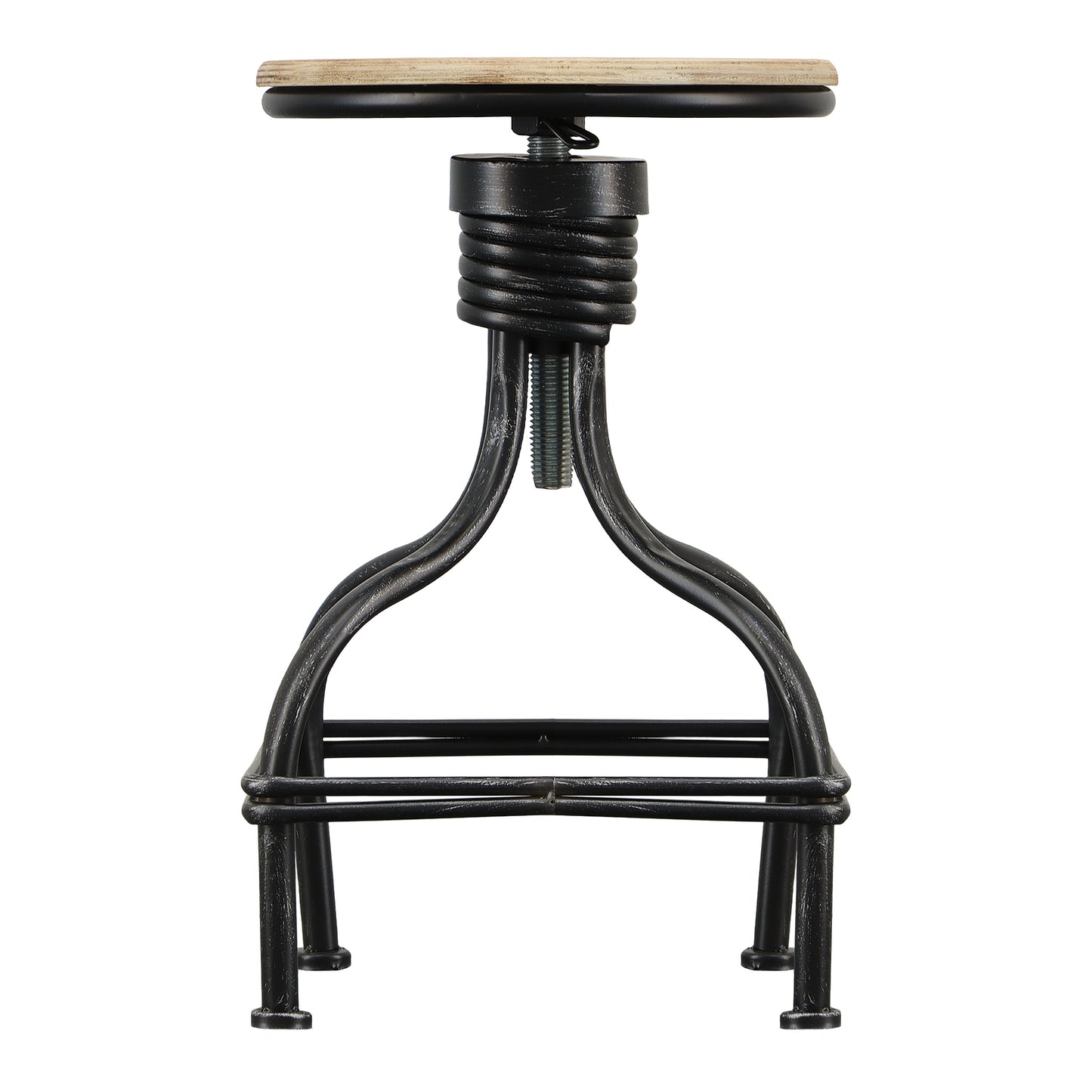 Twisted Vintage Metal Frame Swivel Counter Bar Stool with Round Seat - Black