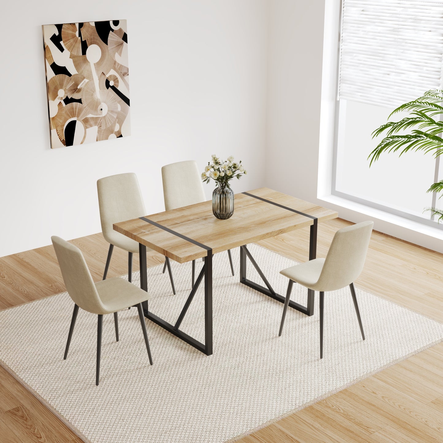 Ona Suedette Dining Chairs with Black Metal Leg (Set of 2) - Beige