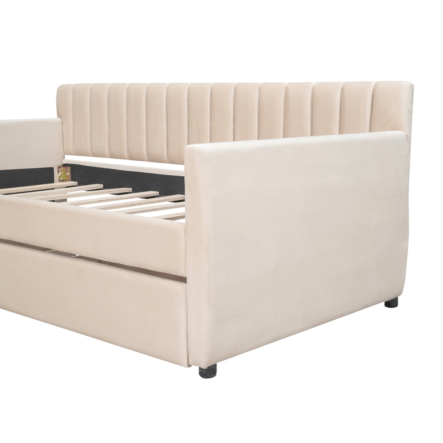 Xena Twin Size Upholstered Daybed with Drawers - Beige