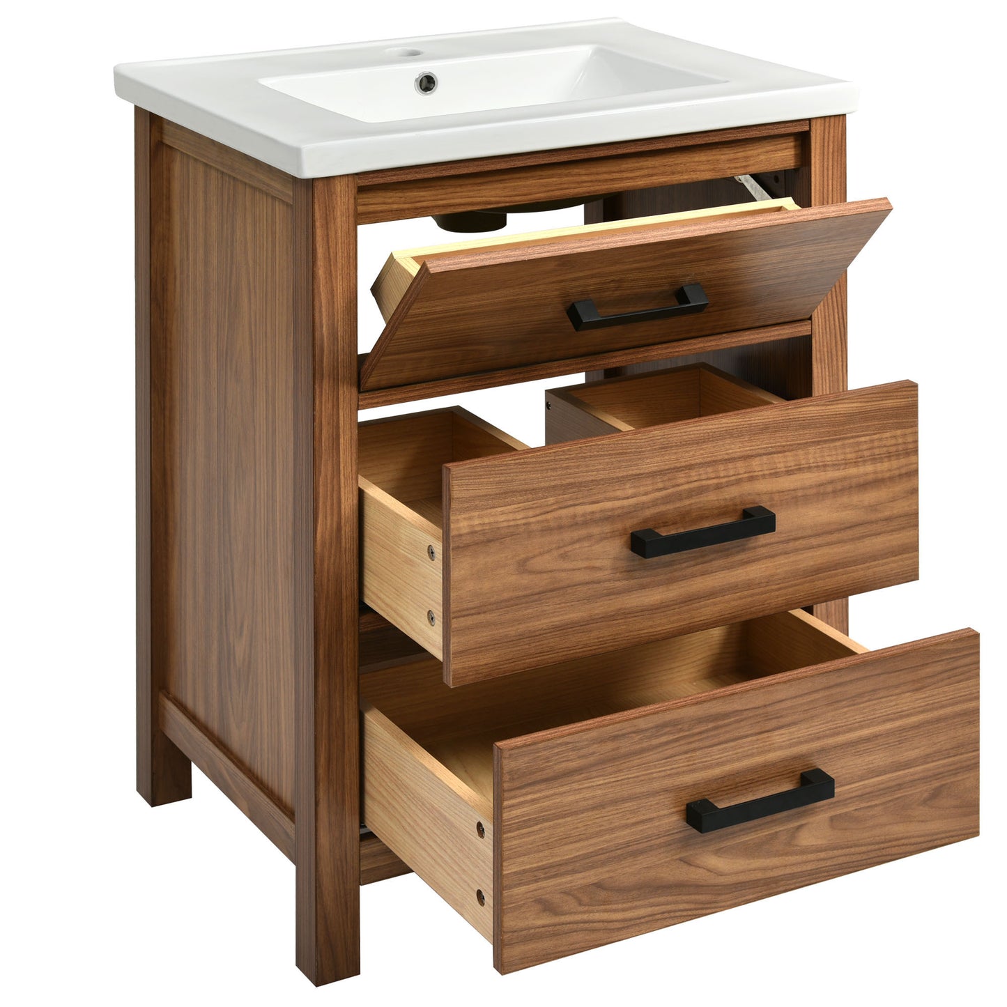 Freestanding Bathroom Vanity Cabinet with Ceramic Basin Sink
