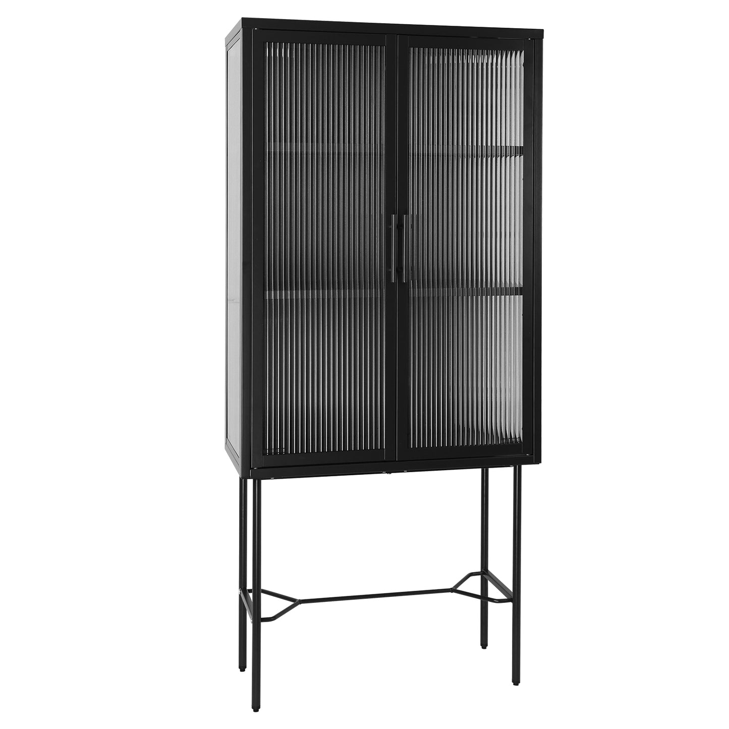 Renoe Tampered Glass Doors Cabinet - Black
