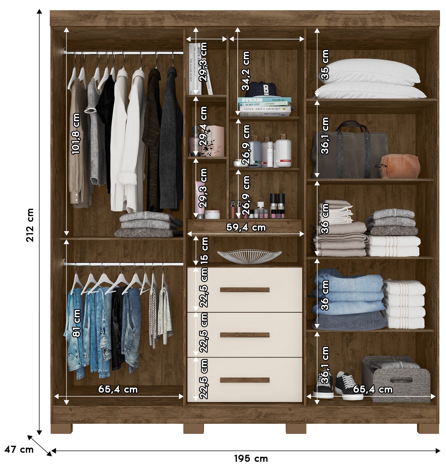 Wardrobe Eldorado - Brown/Off White