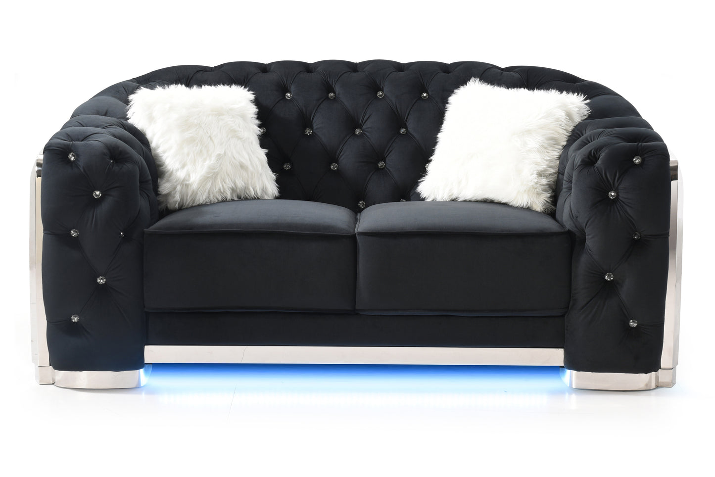 Zamora Chic Flared Arm Loveseat - Black