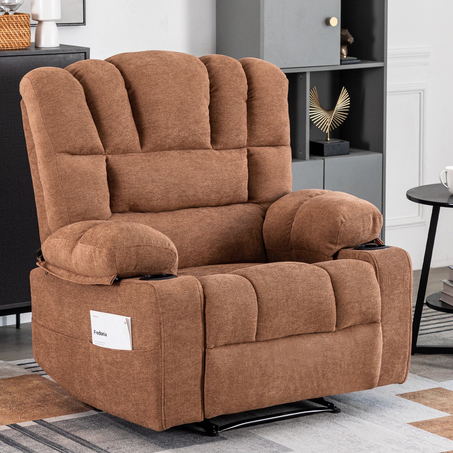 Perkins Power Recliner with Heat and Massage - Brown