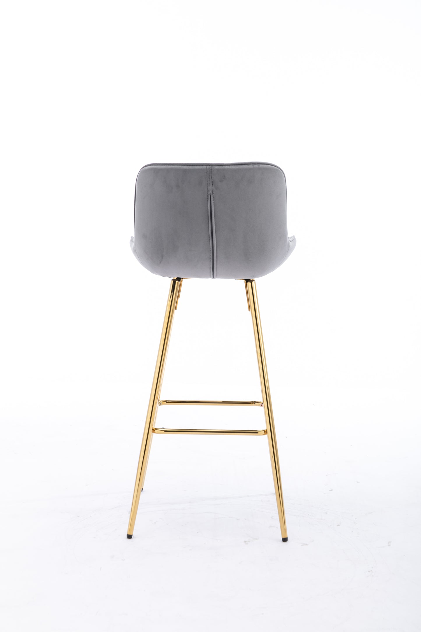 26 Inch Vista Bar Stools with Chrome Footrest Velvet Fabric Golden Leg - Gray Set of 2