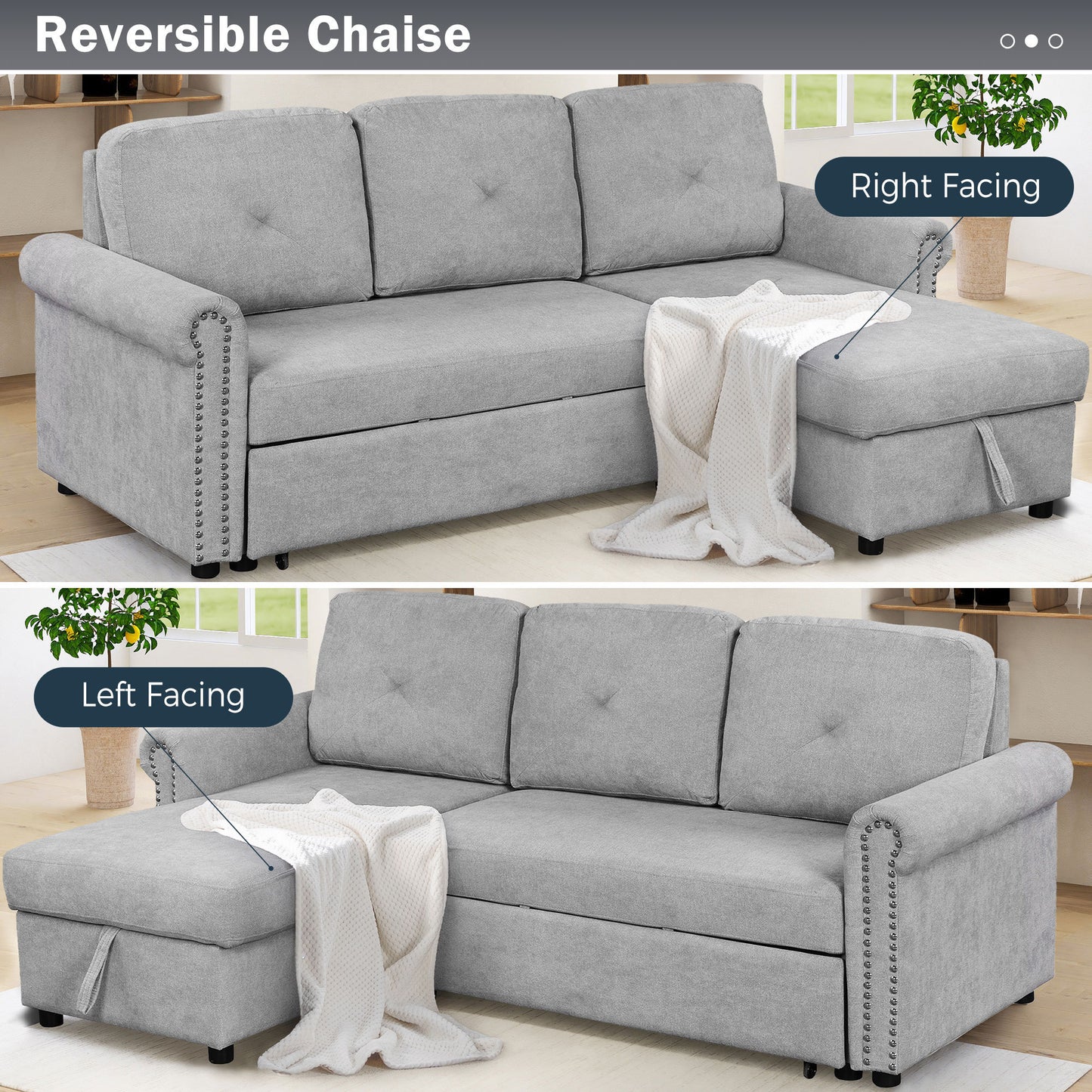 Otto Convertible Sleeper Sofa Bed W Storage - Gray