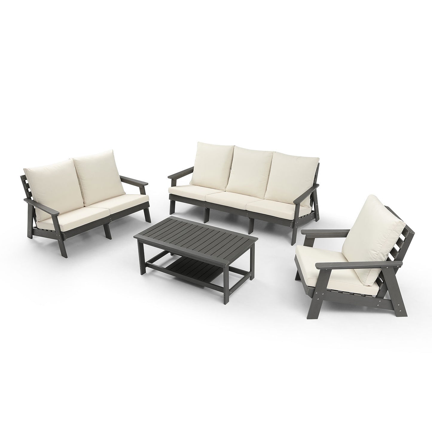 Micki Outdoor Loveseat with Cushion - Gray/Beige
