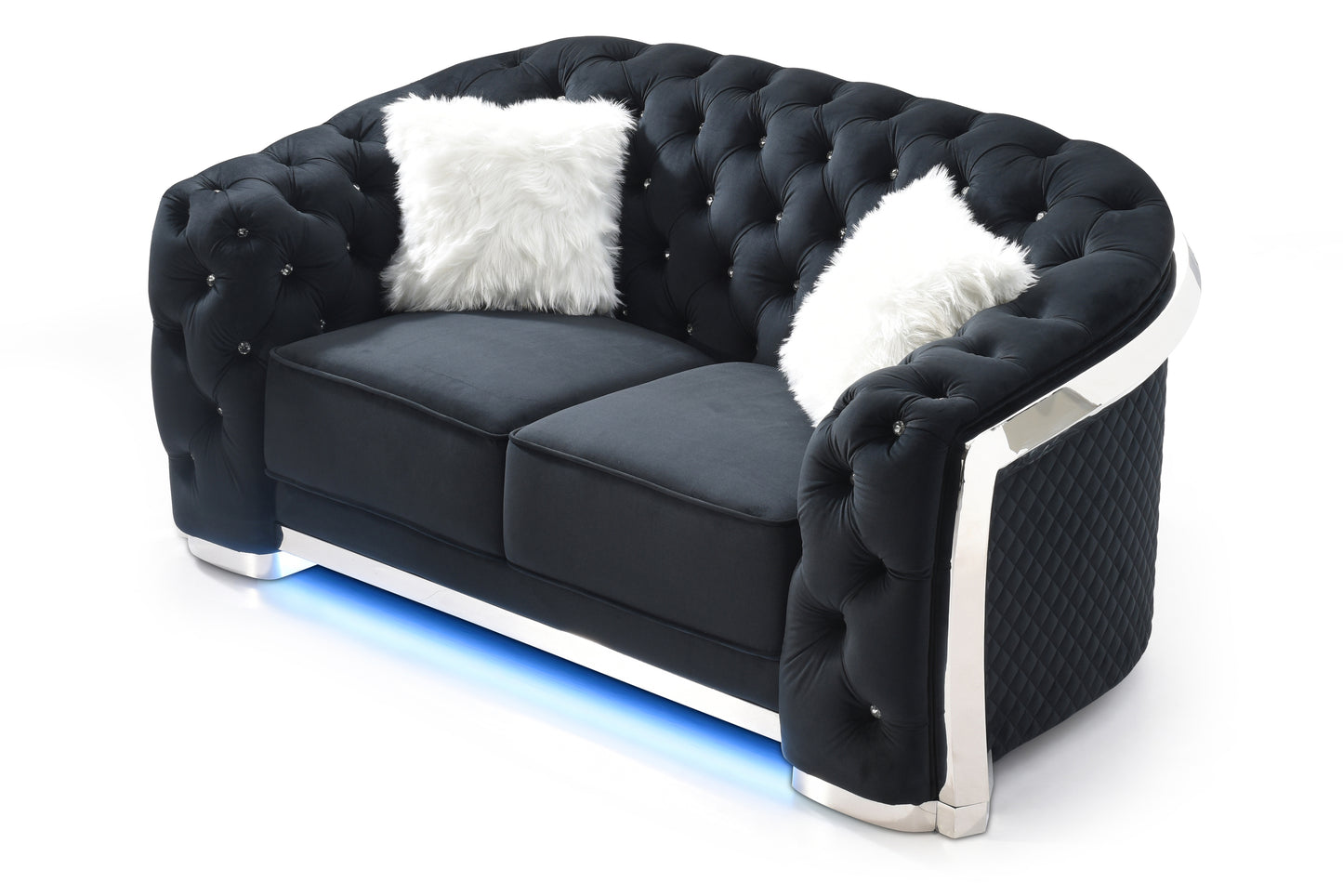 Zamora Chic Flared Arm Loveseat - Black